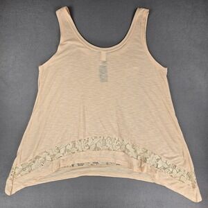 Torrid Tank Top Womens 3 Soft Pink Crochet Trim Sleeveless Shirt Lace Hem New‎